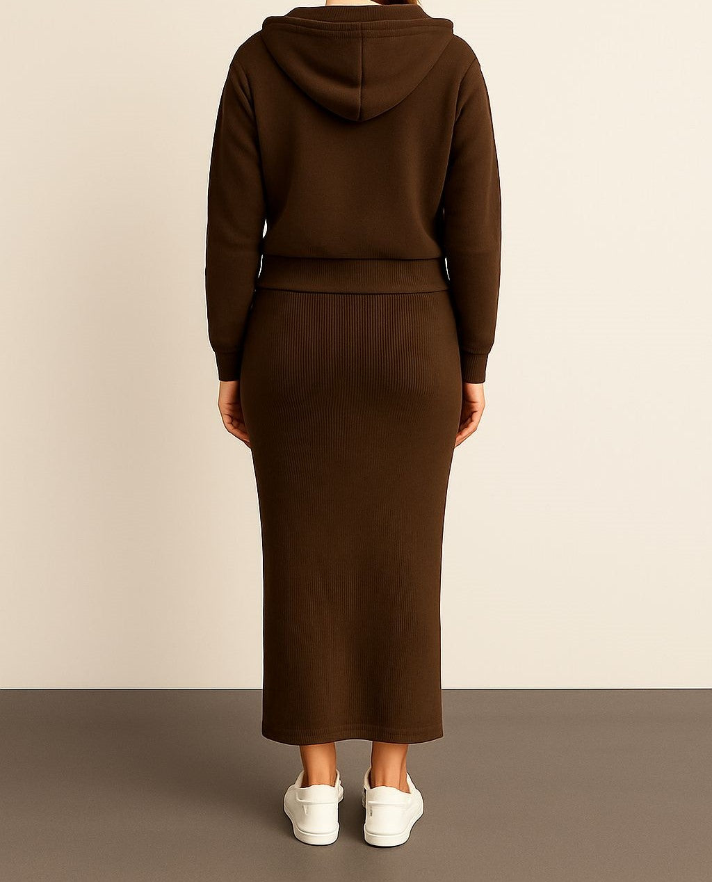 Kadın Şık Hırka Triko Elbise Takım