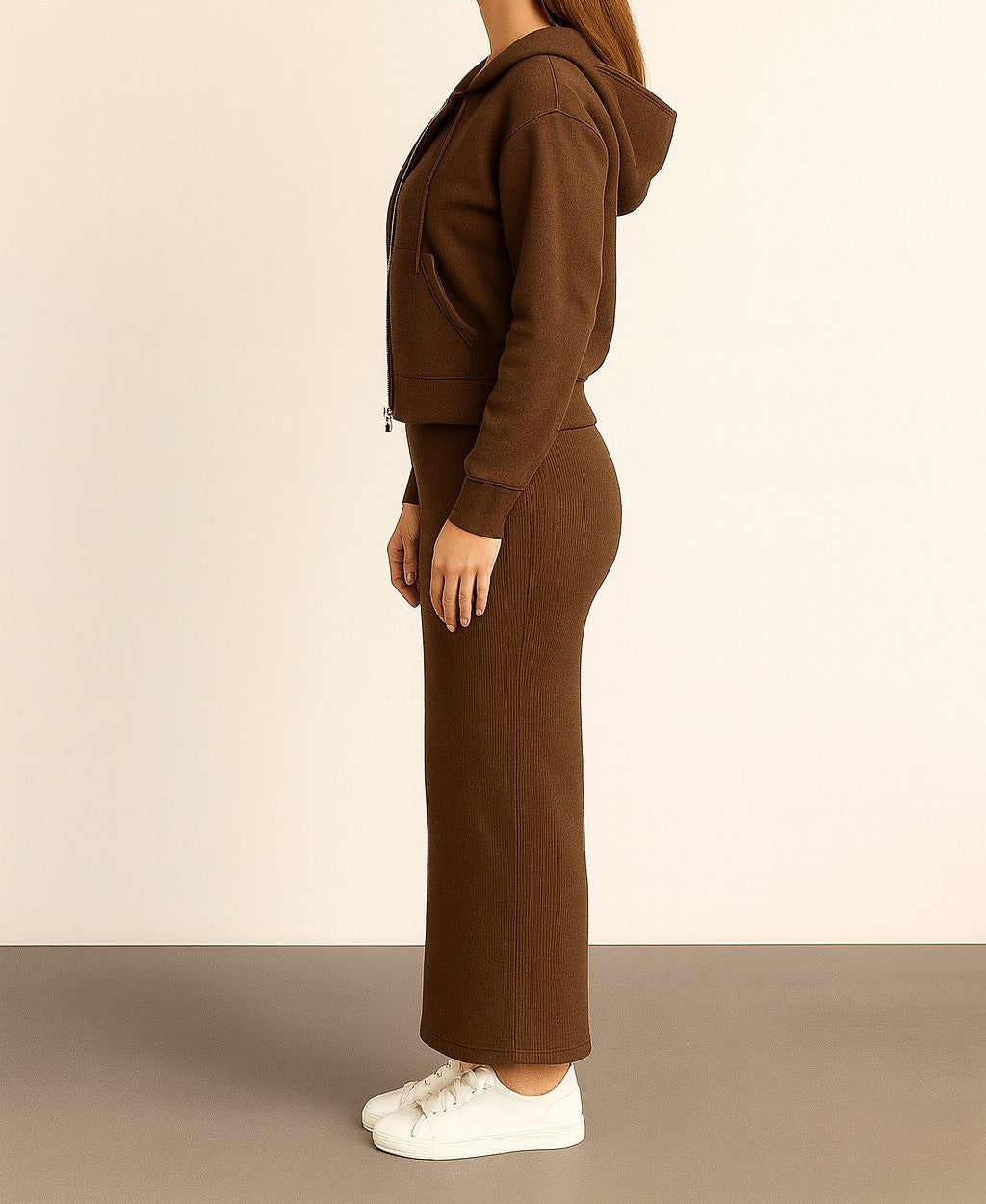 Kadın Şık Hırka Triko Elbise Takım