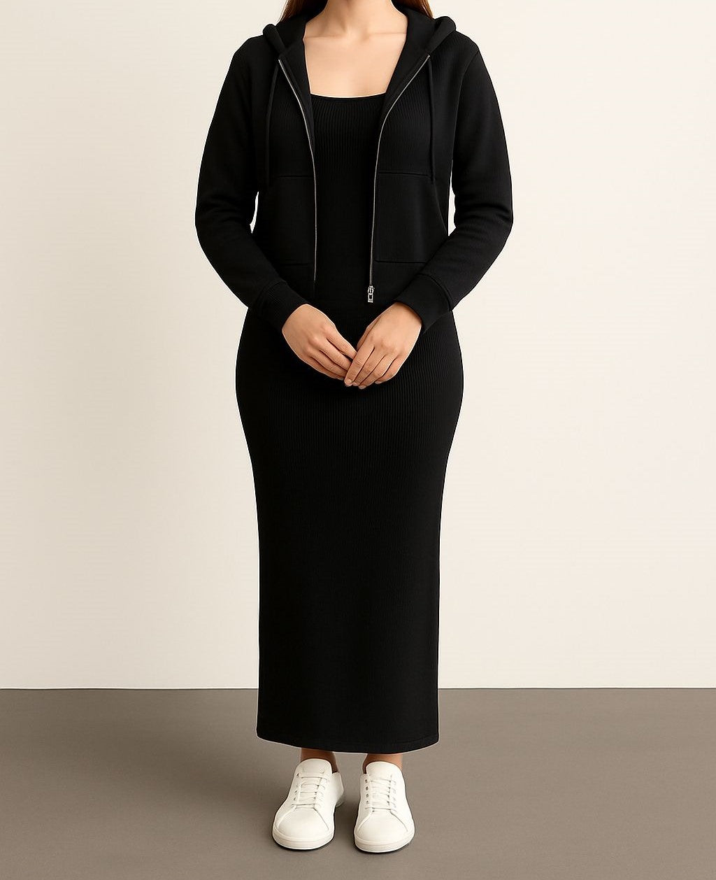 Kadın Şık Hırka Triko Elbise Takım