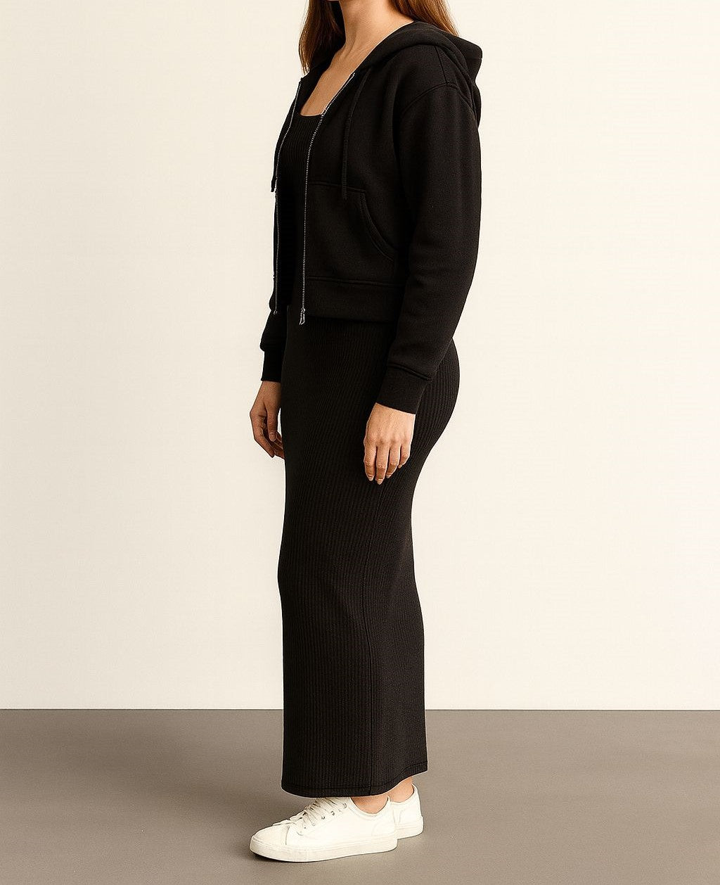 Kadın Şık Hırka Triko Elbise Takım