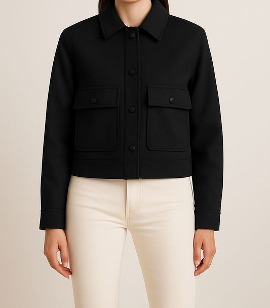 Kadın Şık Cepli Kaşe Ceket