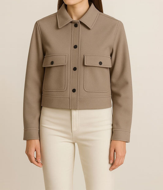 Kadın Şık Cepli Kaşe Ceket