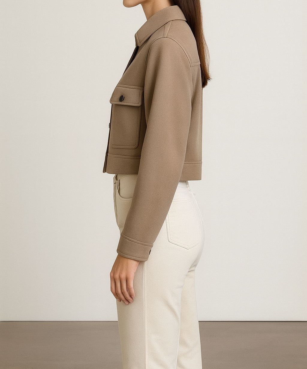 Kadın Şık Cepli Kaşe Ceket