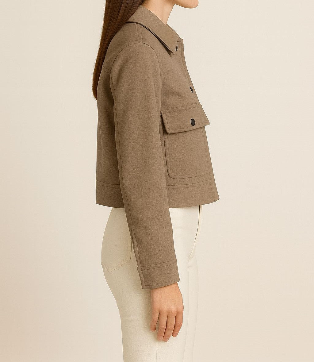 Kadın Şık Cepli Kaşe Ceket