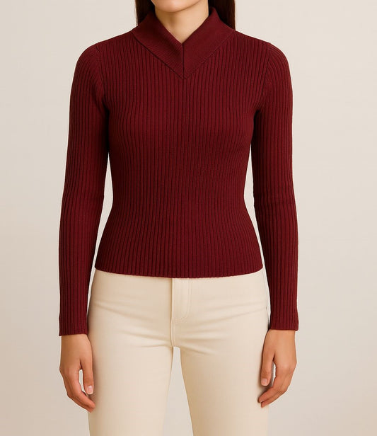 Kadın Şık Dar İnce Triko Kazak